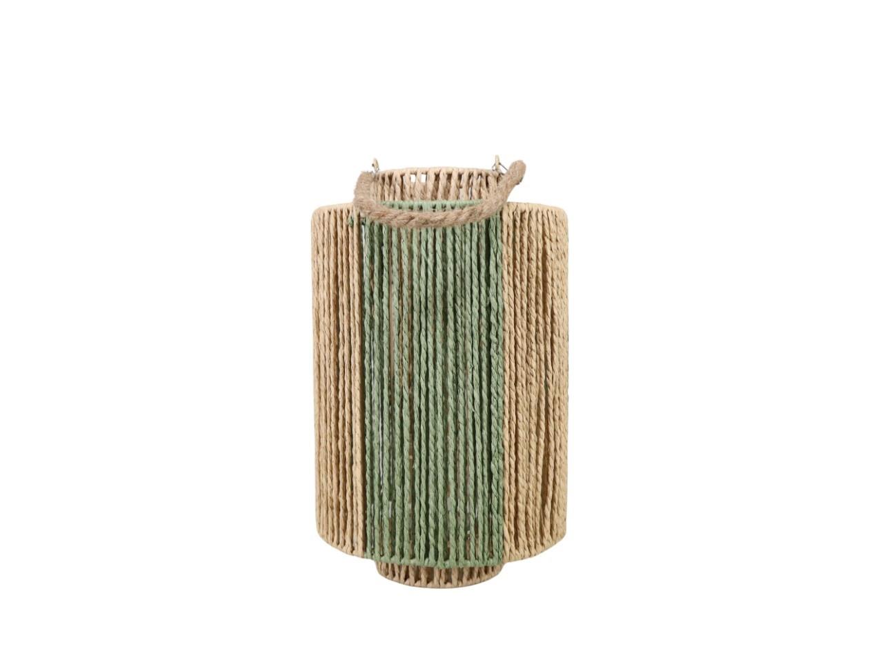 Windlicht Jutestrick natur-grün D22cmxH37cm