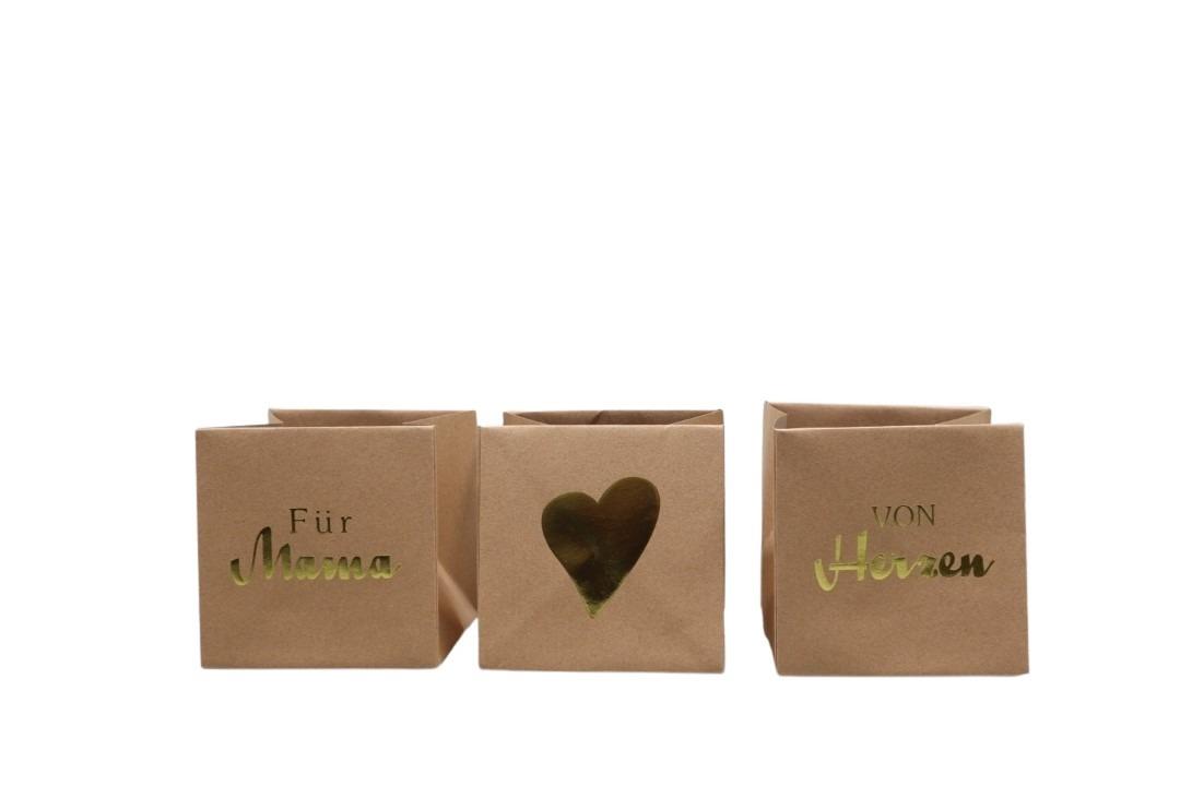 Tasche Mama sort. Papier wasserabweisend natur D10,5x10,5cm