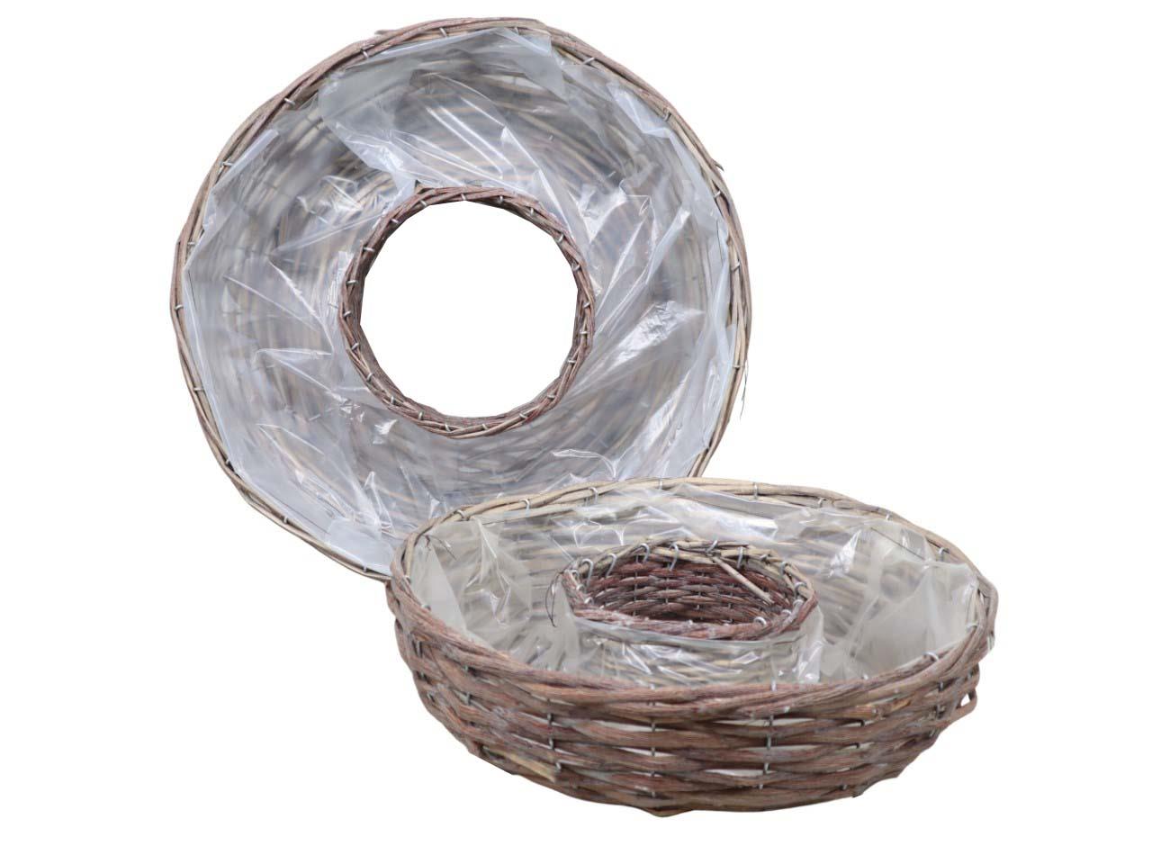 Pflanzring Set/2  natur gekalkt Rattan D43/36cm