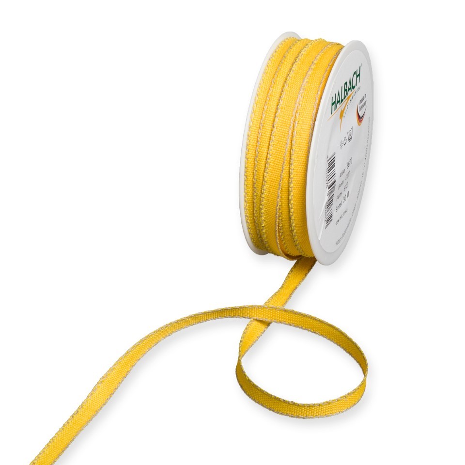 Leinenband m. Kante 7 mm 30 Meter yellow/linen 912