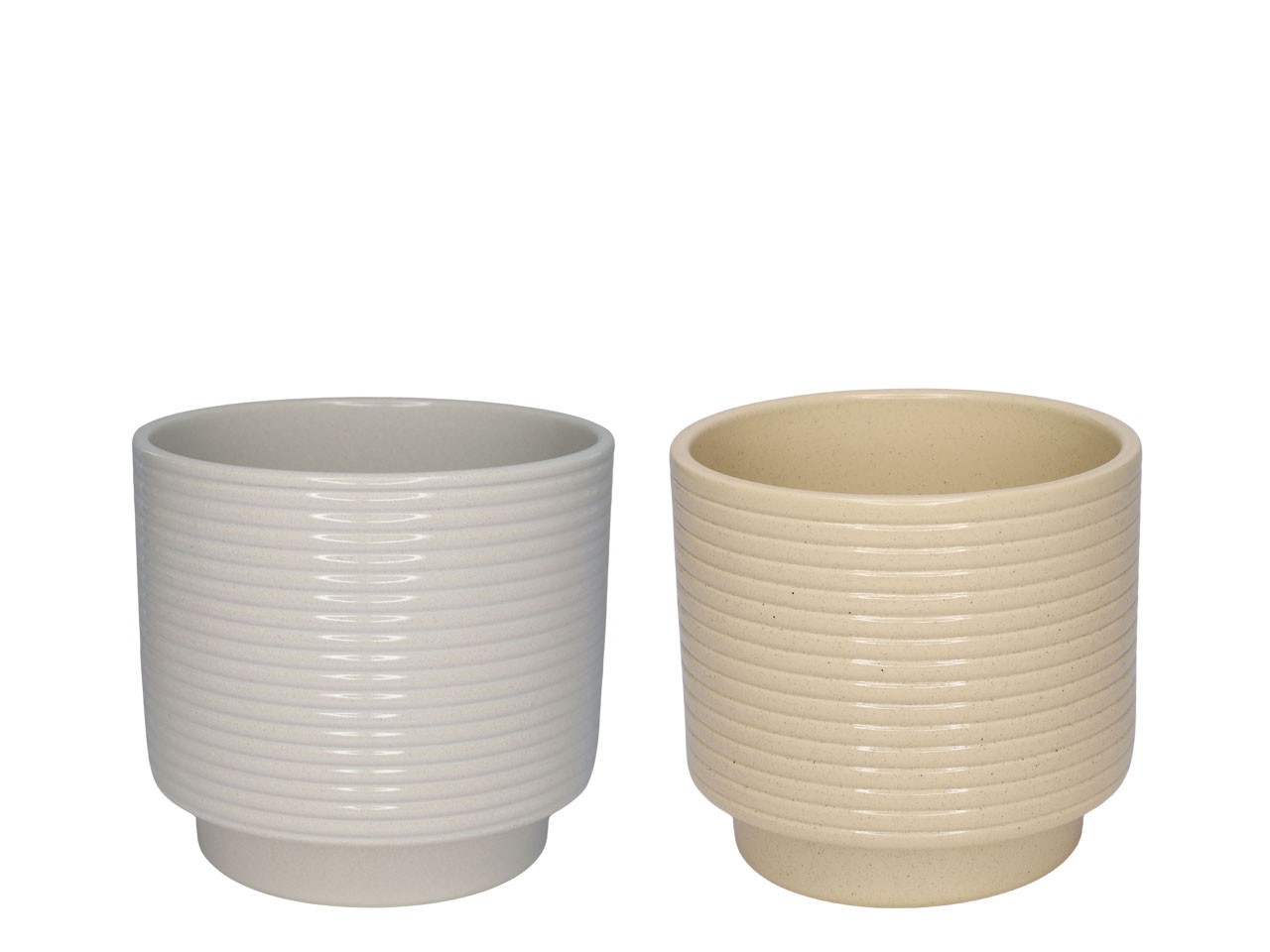 Cylindroübertopf m. Fuß Rings Keramikcreme-beige lasur D13cm