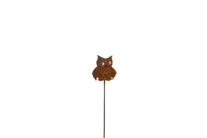 Stecker Eule Metall rostig H33cm
