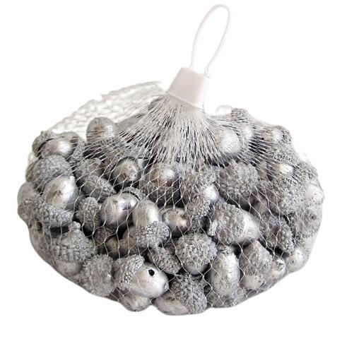 Eicheln getrocknet 2-2,5cm silber 300g/Netz