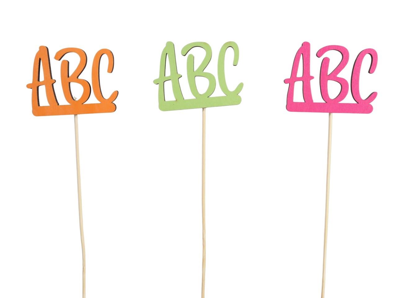 Stecker ABC Schulanfang Holz farbmix D6,5x5cm + Pin