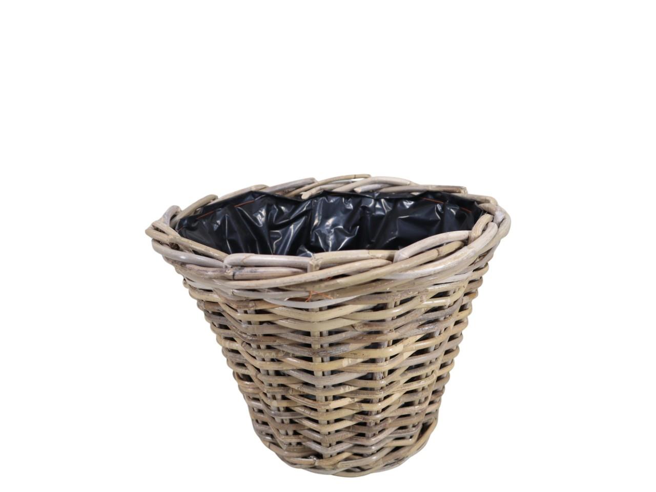 Pflanzübertopf Kubu-Rattan grau D35xH25cm