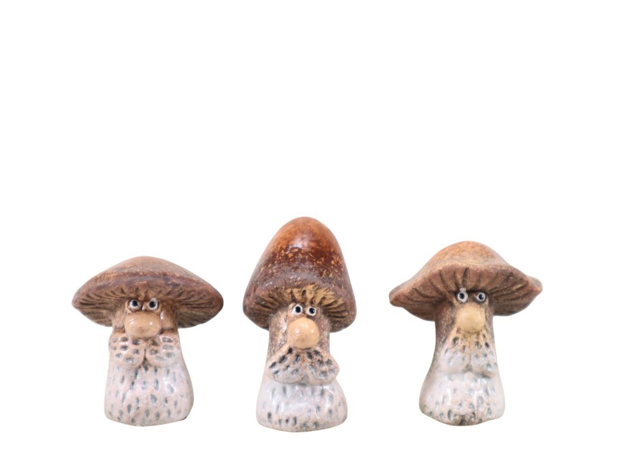 Pilzzwerge 3fsort. Keramik naturmix Hca. 6,9cm
