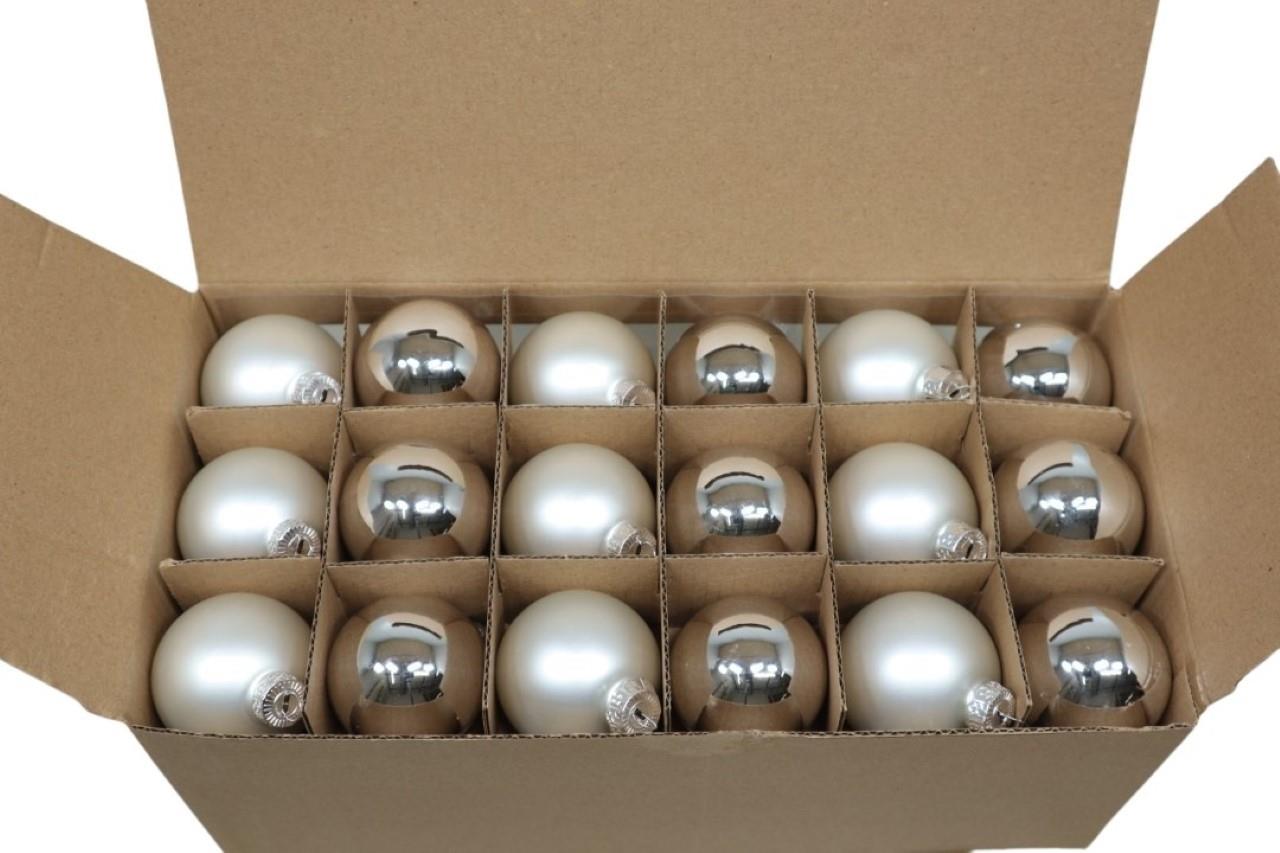 Glaskugel 30 mm 24 Stück silber