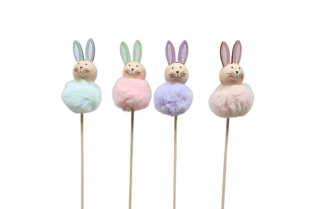 Stecker Hase Holz farbmix D4x7cm  + Pin