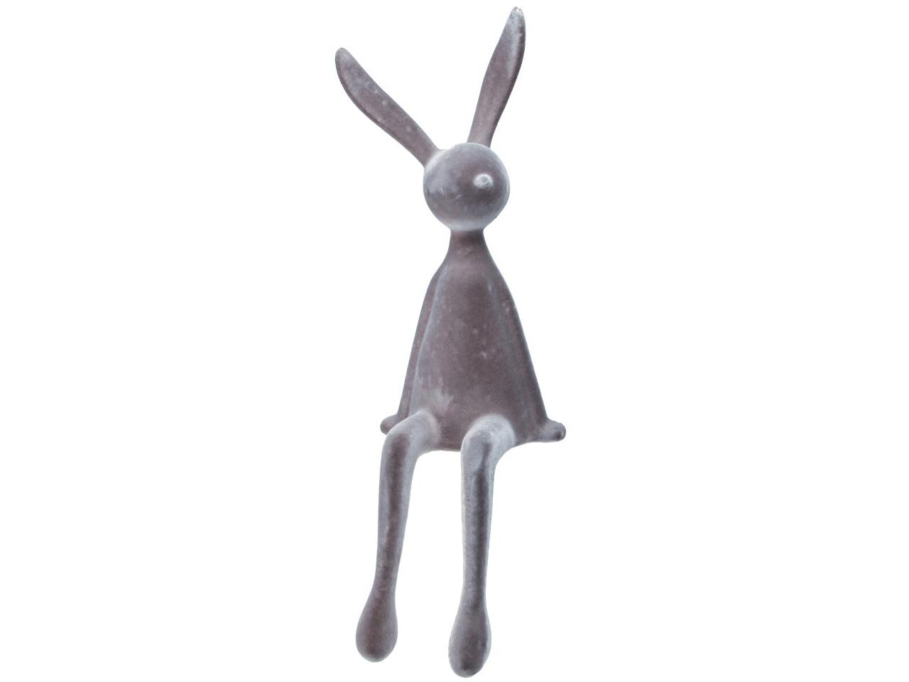 Hase sitzend beflockt Kunststoff grau 91,5cm