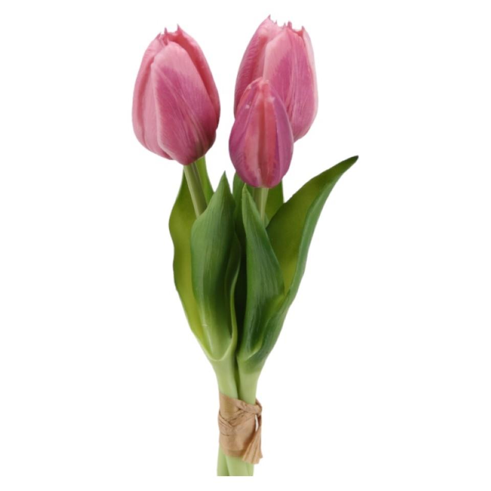 Tulpenbund x 3Blüten soft touch Kunststoff purple H25cm