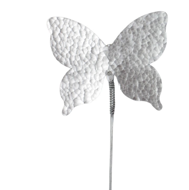 Stecker Schmetterling Alumnio silber 12,5x9,5 cm L 30 cm