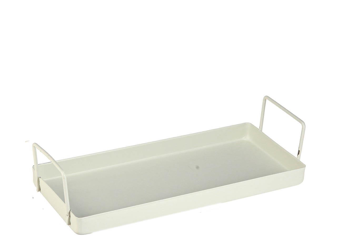 Tablett rechteckig m. 2 Henkel Metall creme L25x11,5cm