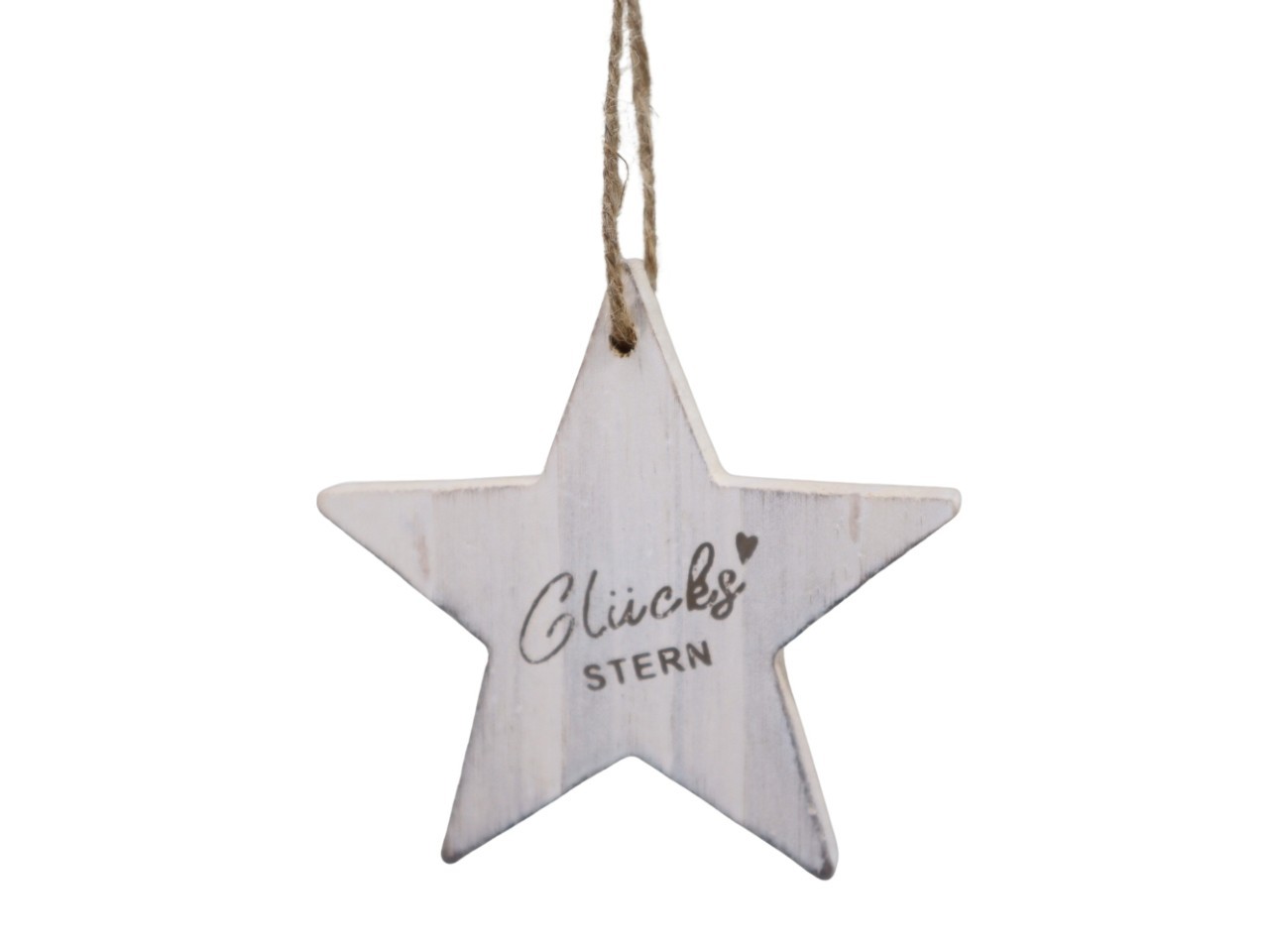 Stern hängen "Glückstern" Holz creme D9,5cm