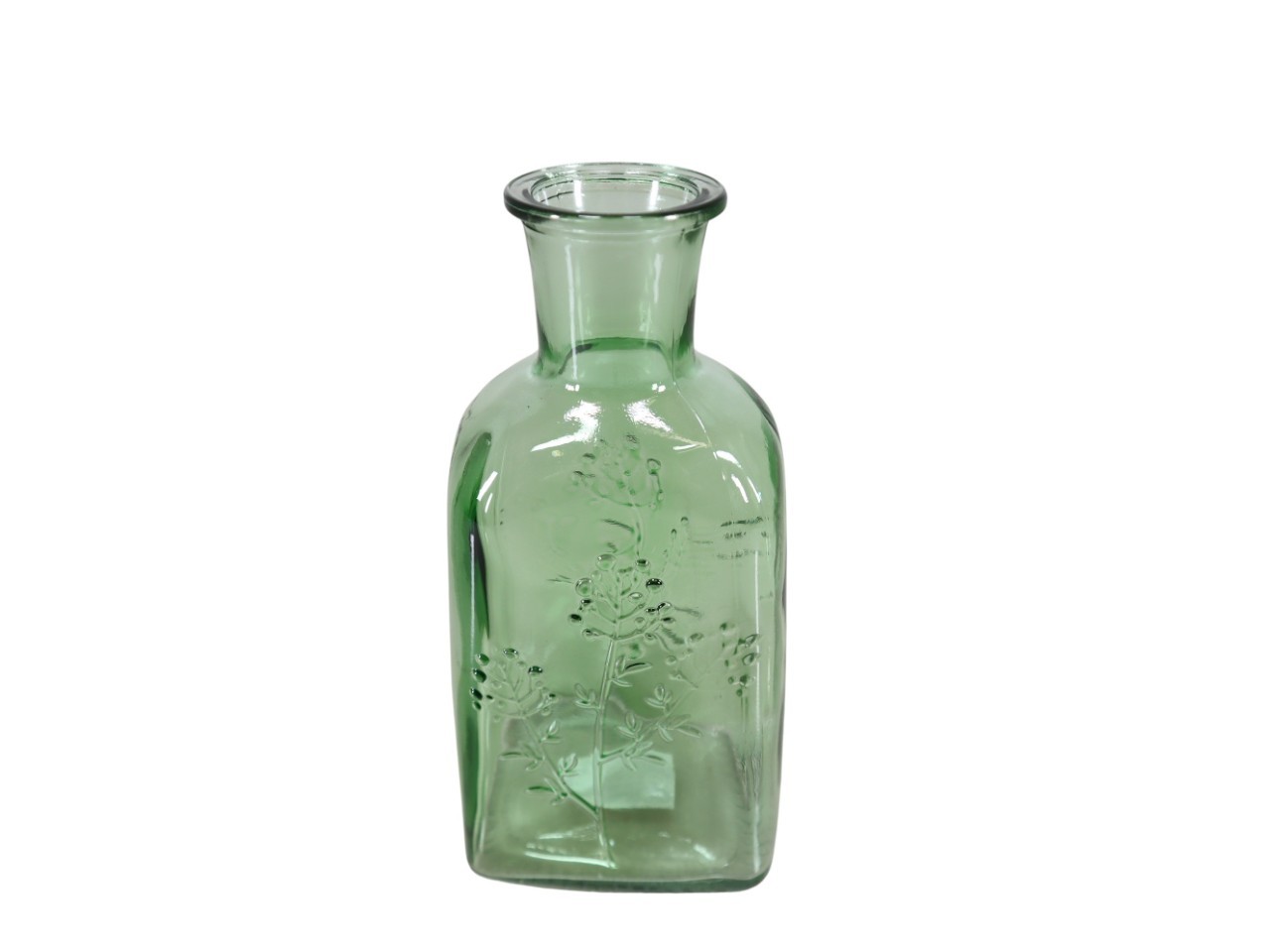 Glasvase/-flasche m. Gräsermotiv grün H19cm