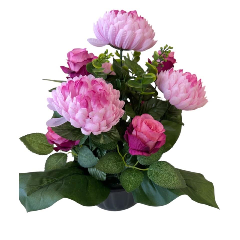 Rose/Dahlie 13Blüten rosa in schwerer Schale 1,5kg NETTO