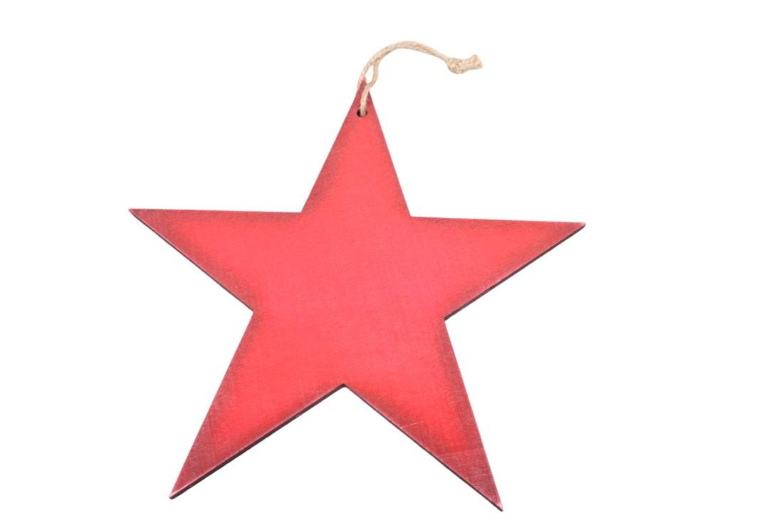 Hänger Stern Holz rot D30cm