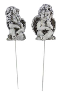 Engelstecker sortiert Polyresin grau D5cm + Pin