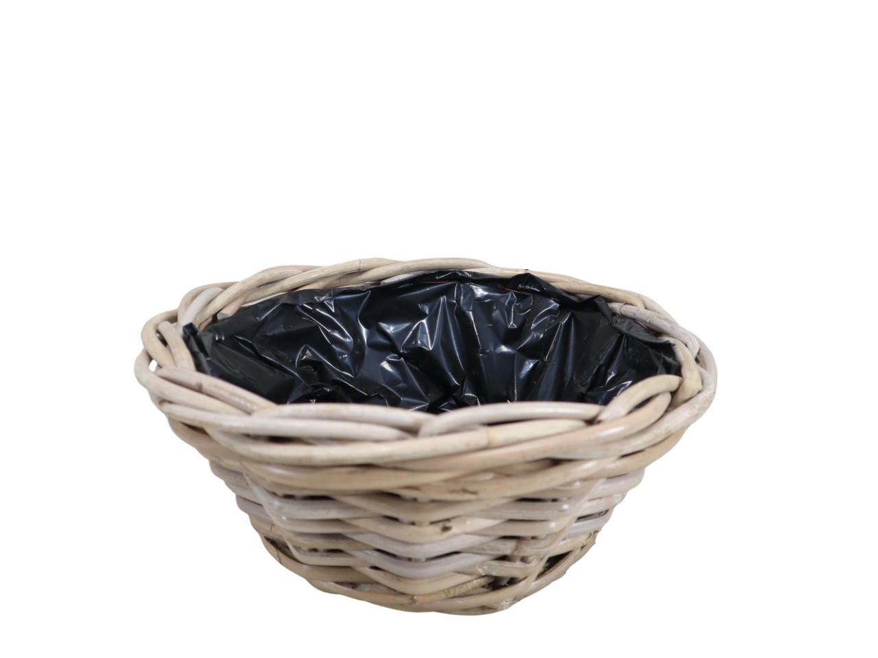 Pflanzschale  Kubu-Rattan grau D30xH14cm