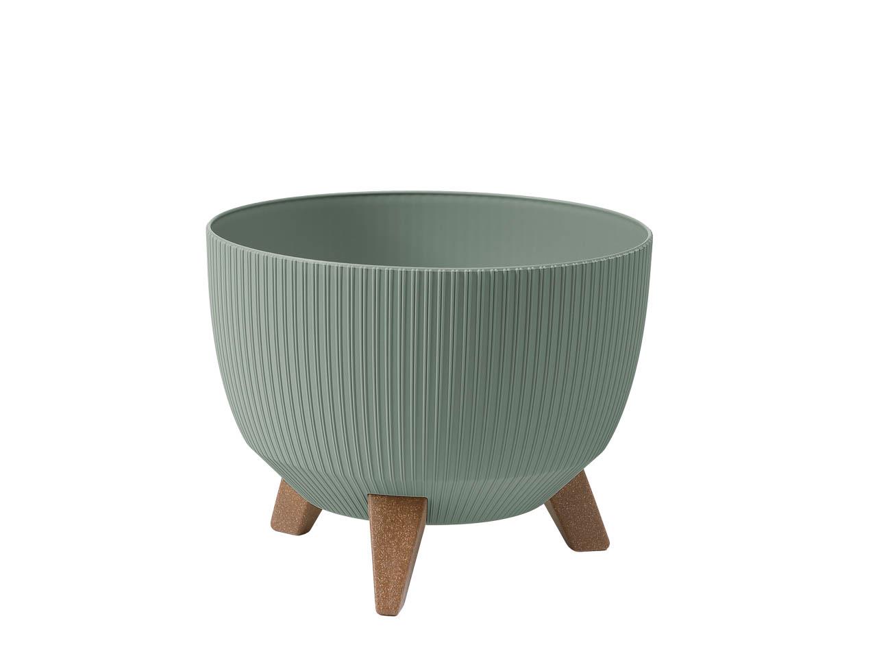 Plastikschale D29cm H22,5cm "Roma" auf Füß. Grau-Grün 957-87