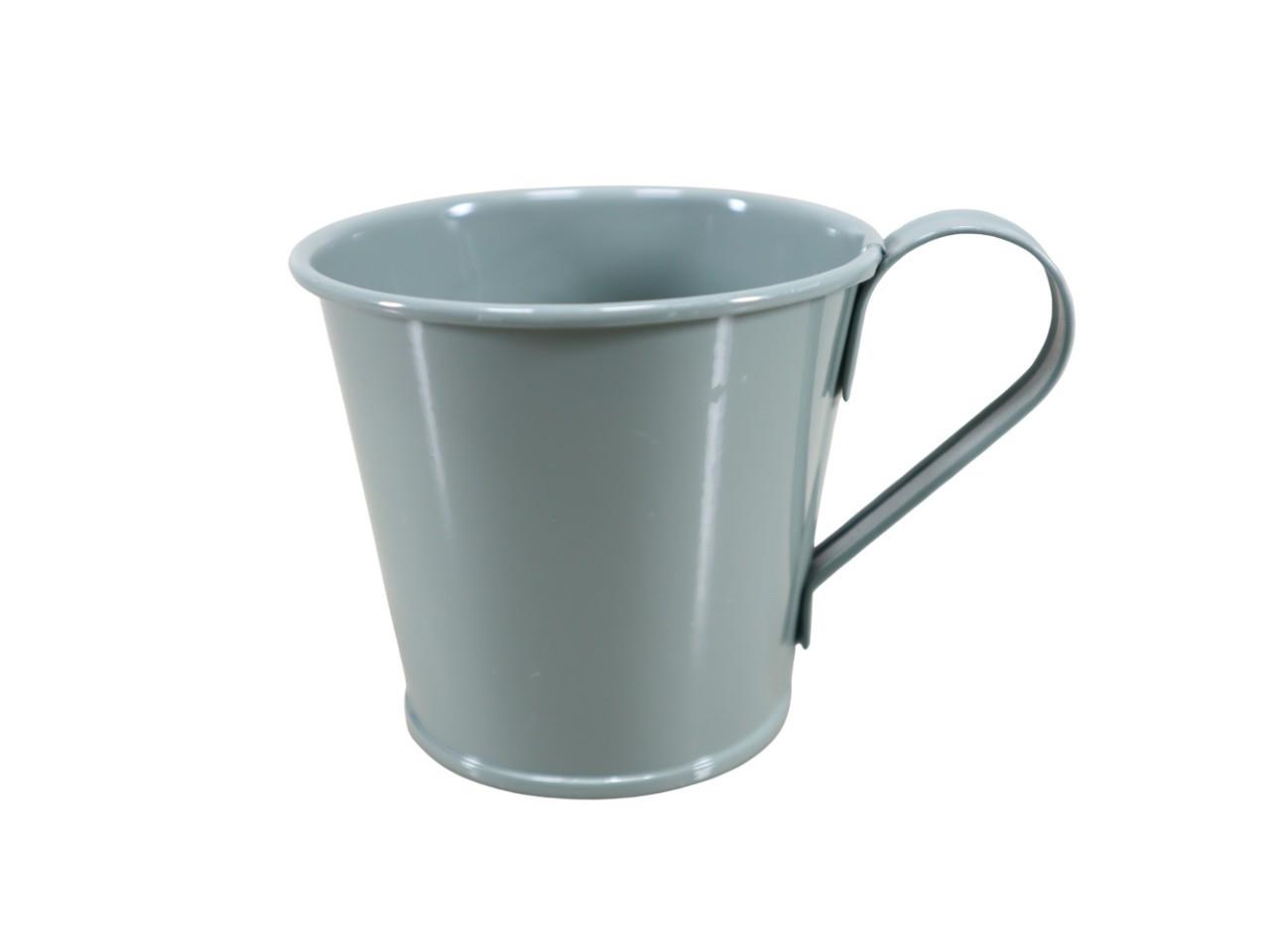 Tasse m. Stabkerzenhalter Metall khakigrün D8cm