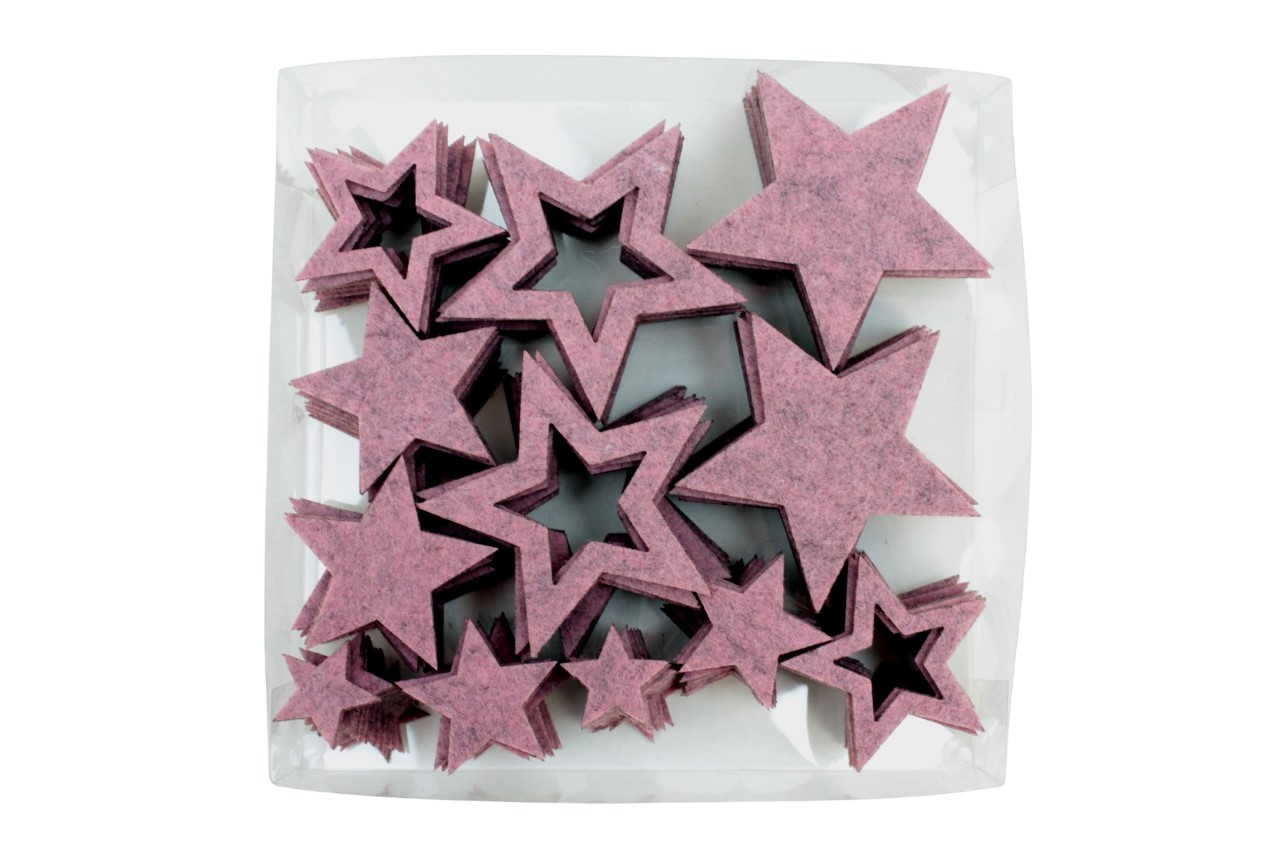 Streuer Filzsterne Mix Deluxe 6-fach altrosa D2,5-6,8cm