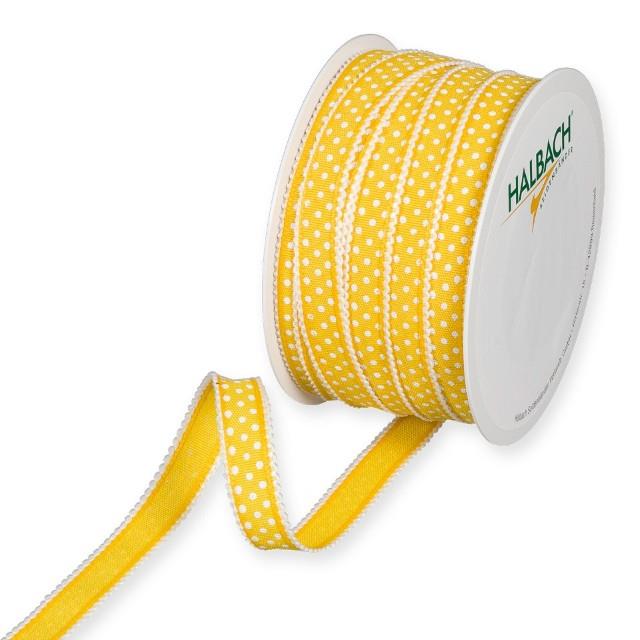 Druckband Punkte 15 mm 25 Meter yellow/white 912