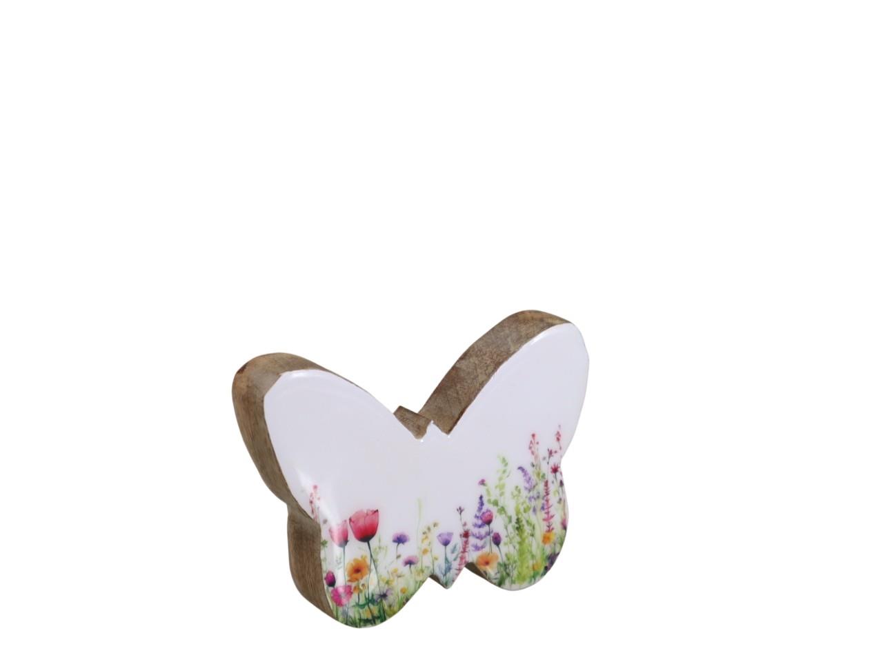 Schmetterling stehend Holz Blumenmotiv H13x9,5cm