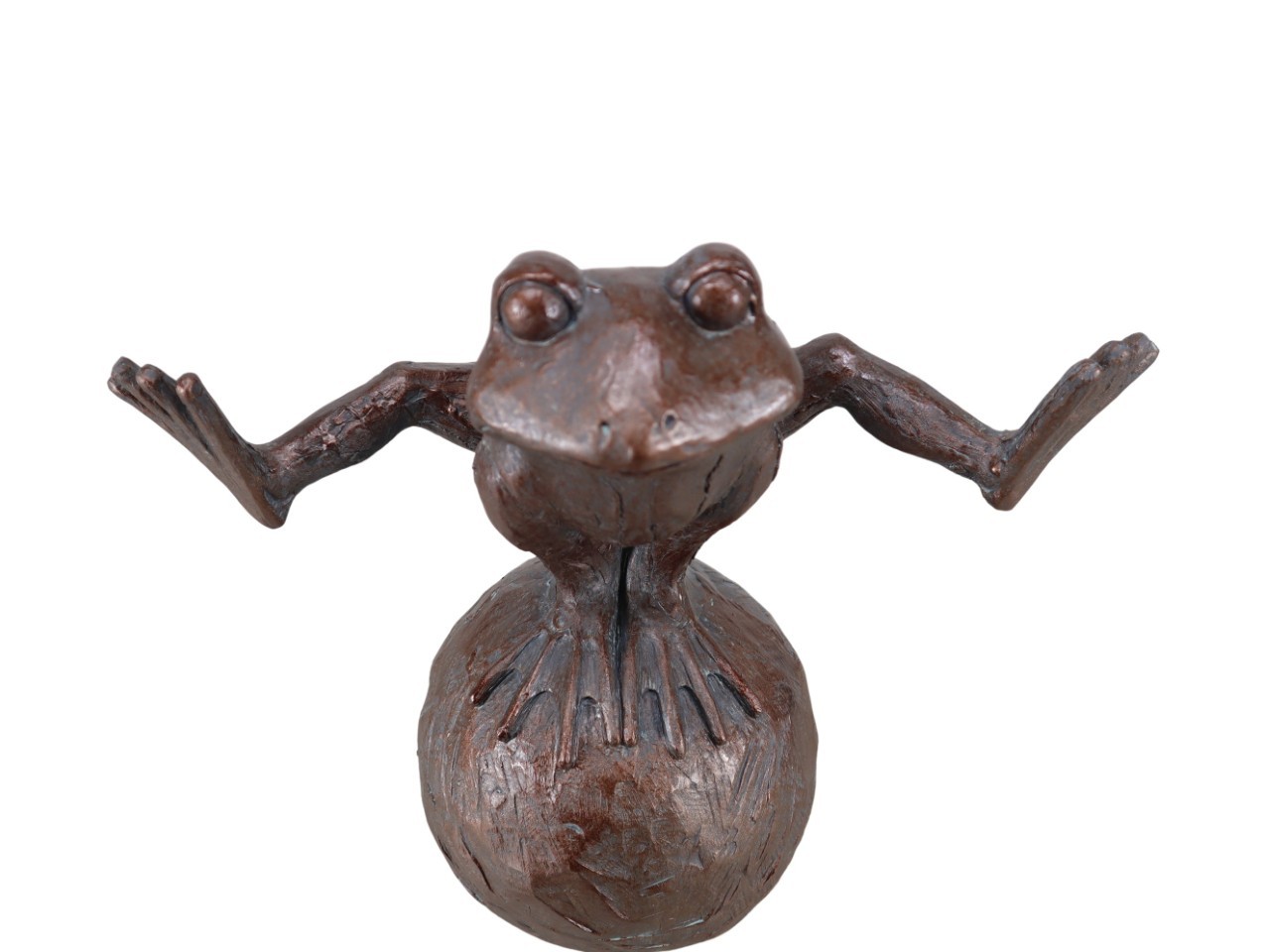Frosch auf Ball Polyresin bronze B46xH41,5cm