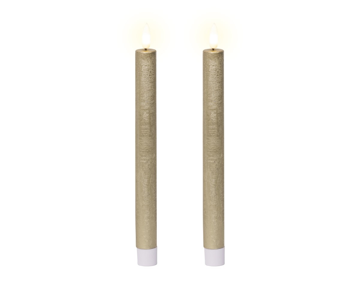 Spitzkerze LED Wachs indoor gold H24,5cm x D2,2cm