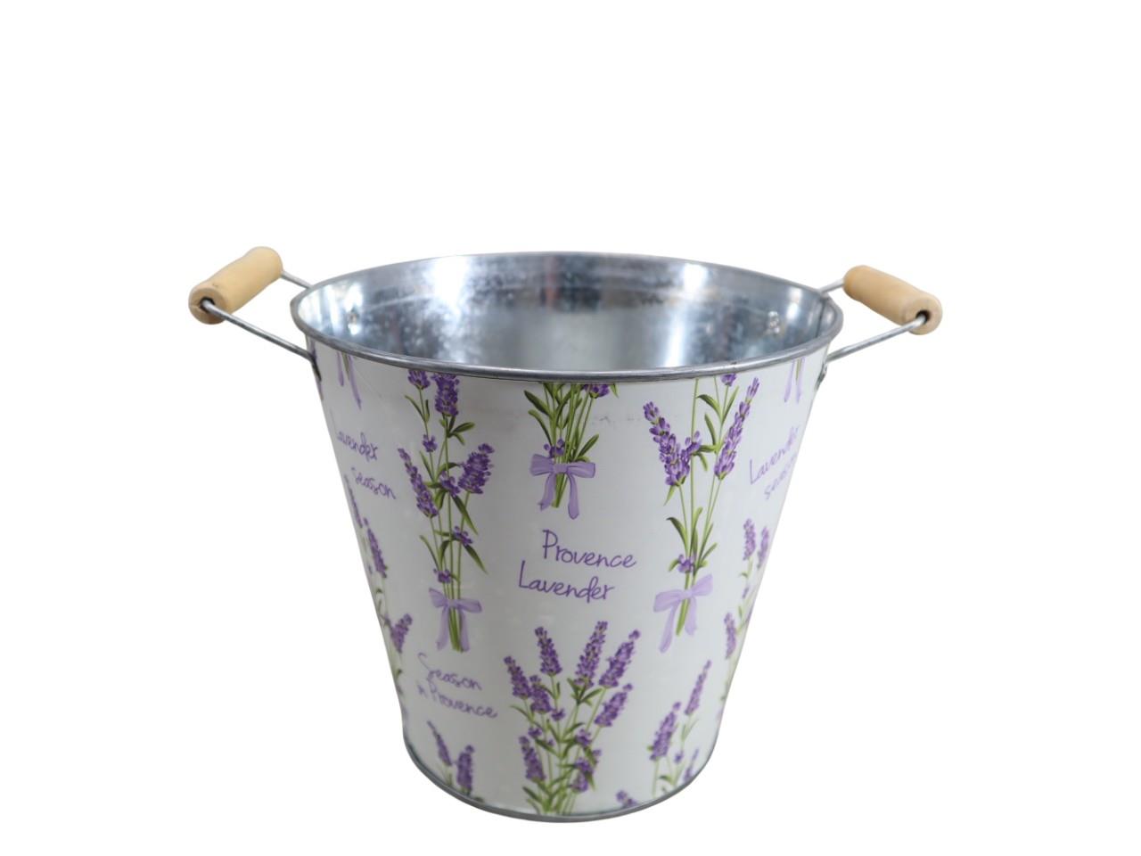 Übertopf m. Griffen "Lavendel" Metall D21,5cm