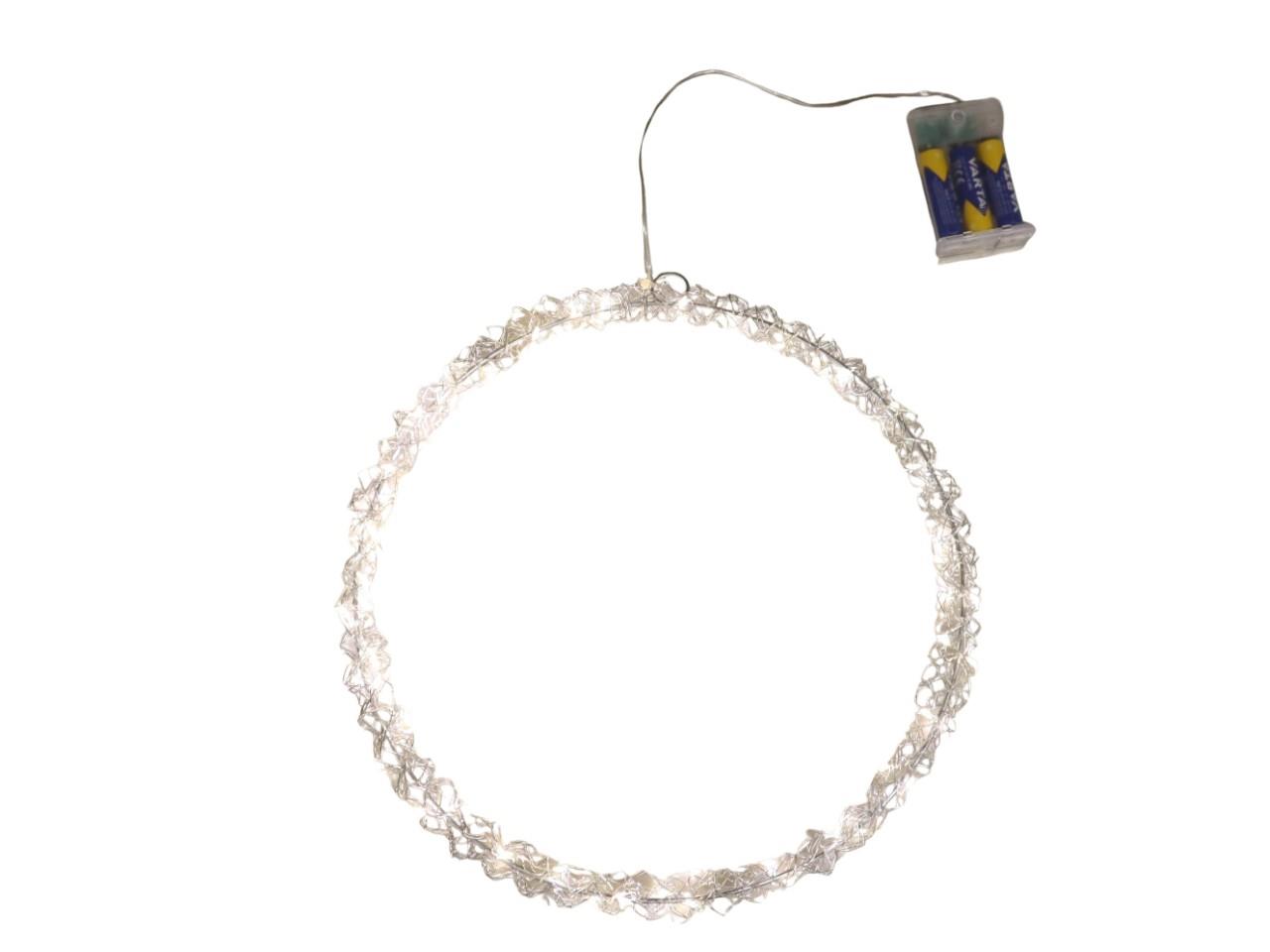 Ring hängend Silberdraht inkl. LED Beleuchtung D30cm