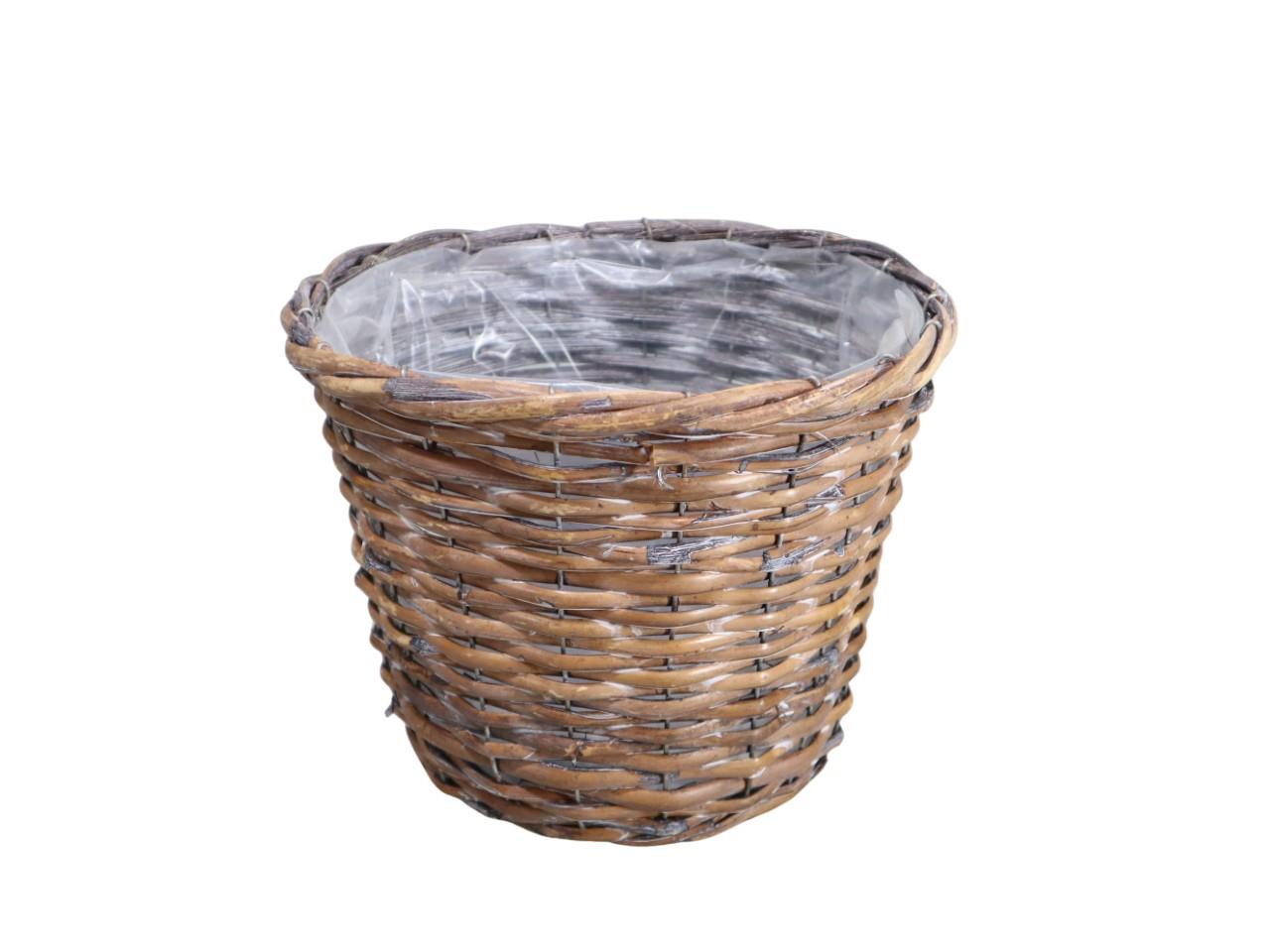 Pflanzkorb Rattan D28x21cm natur gekalkt NETTO