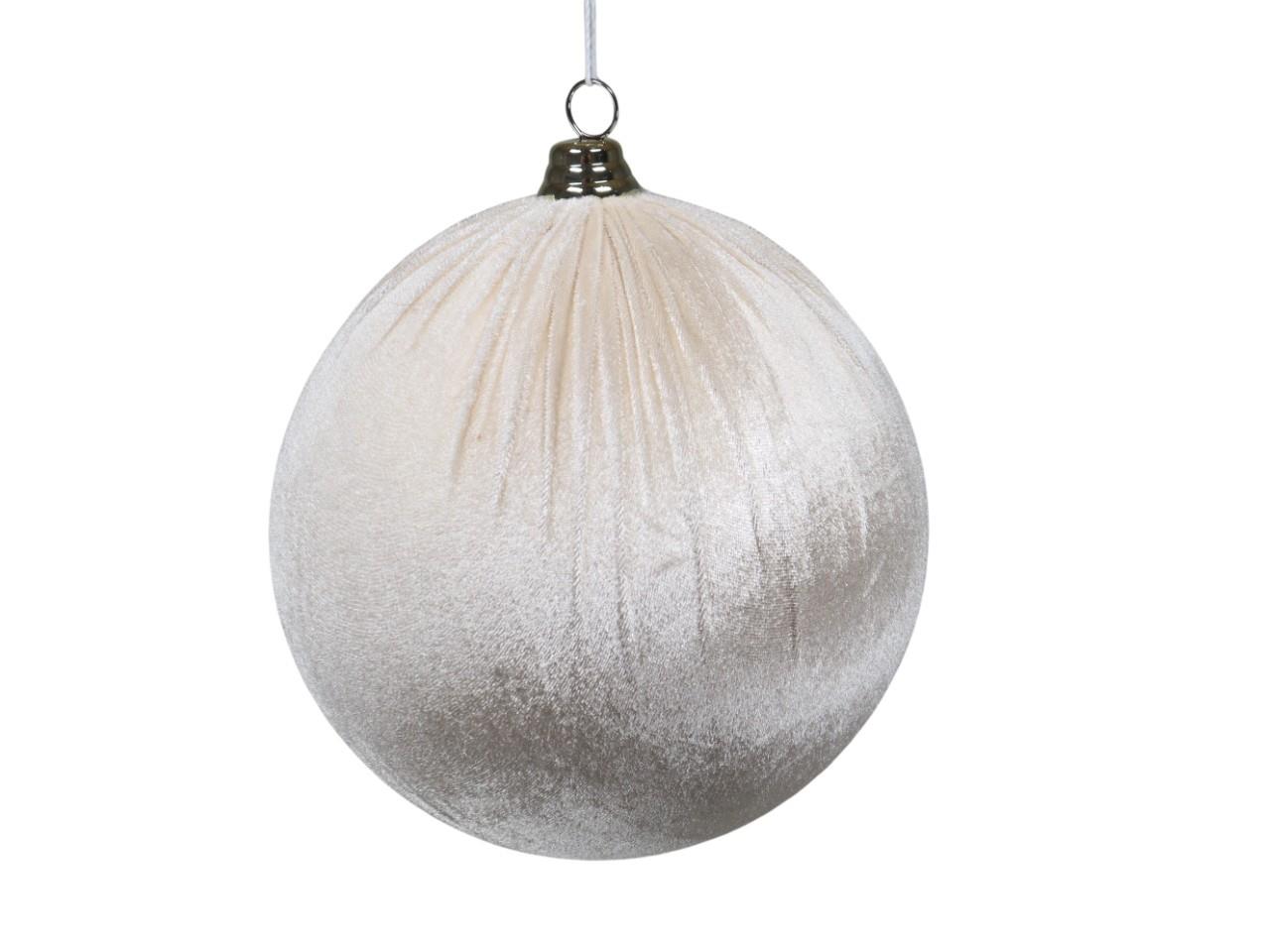 Weihnachtskugel Samtstoff z. Hängen creme D25cm