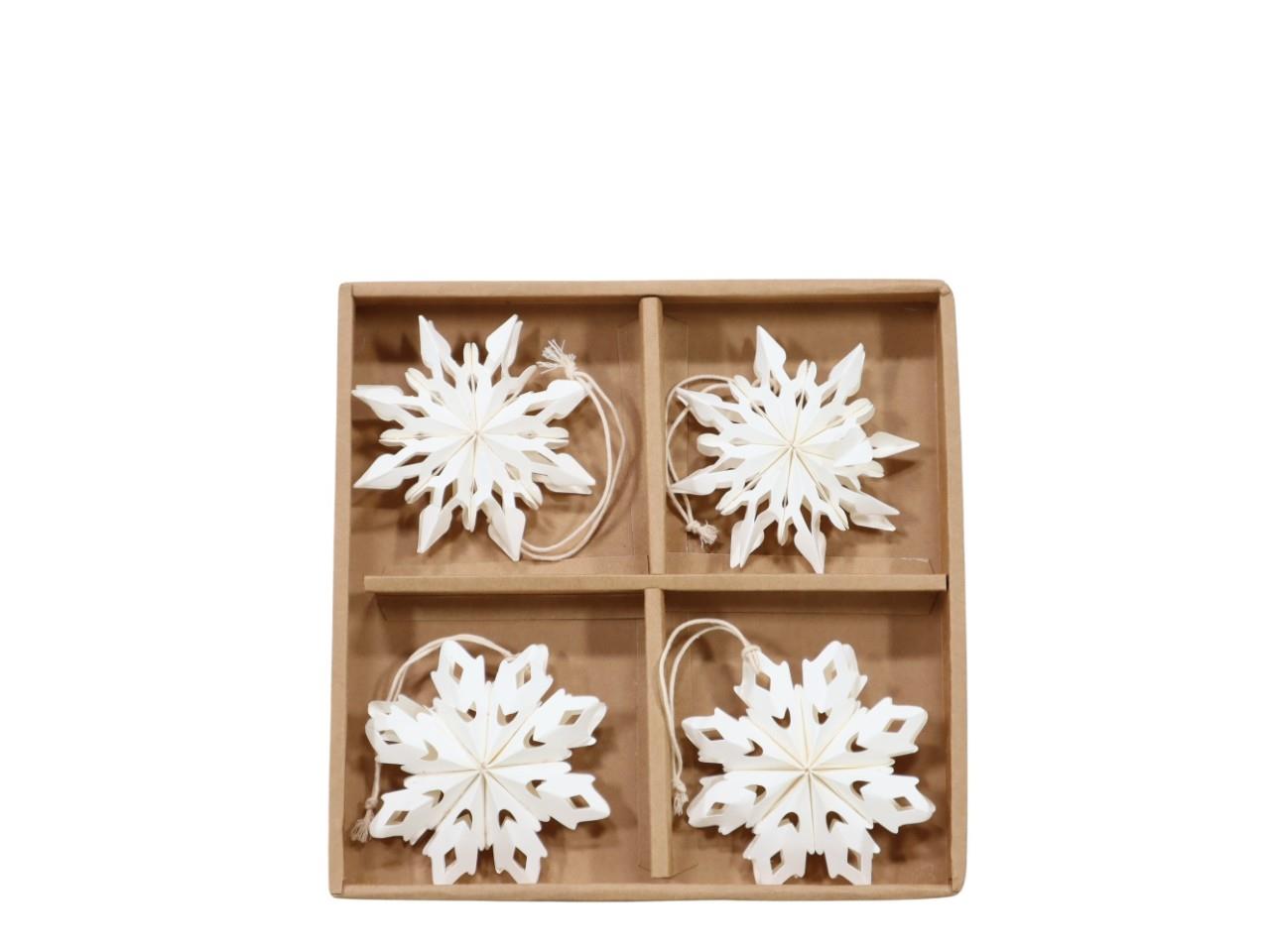 Schneeflocke hängend Papier Wabe creme D10cm