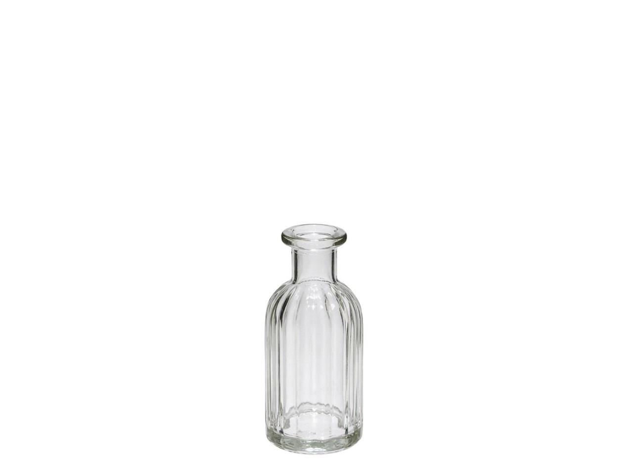 Flasche Glas Stripes klar D6x H 11cm Öffnung D 2 cm