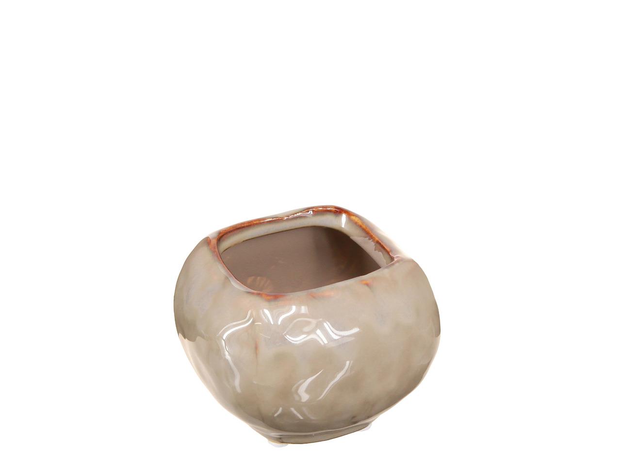 Übertopf Soft Edge viereckig Keramik natur D 10 cm