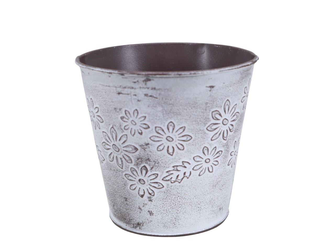 Übertopf Flower Metall D 14 cm naturwashed