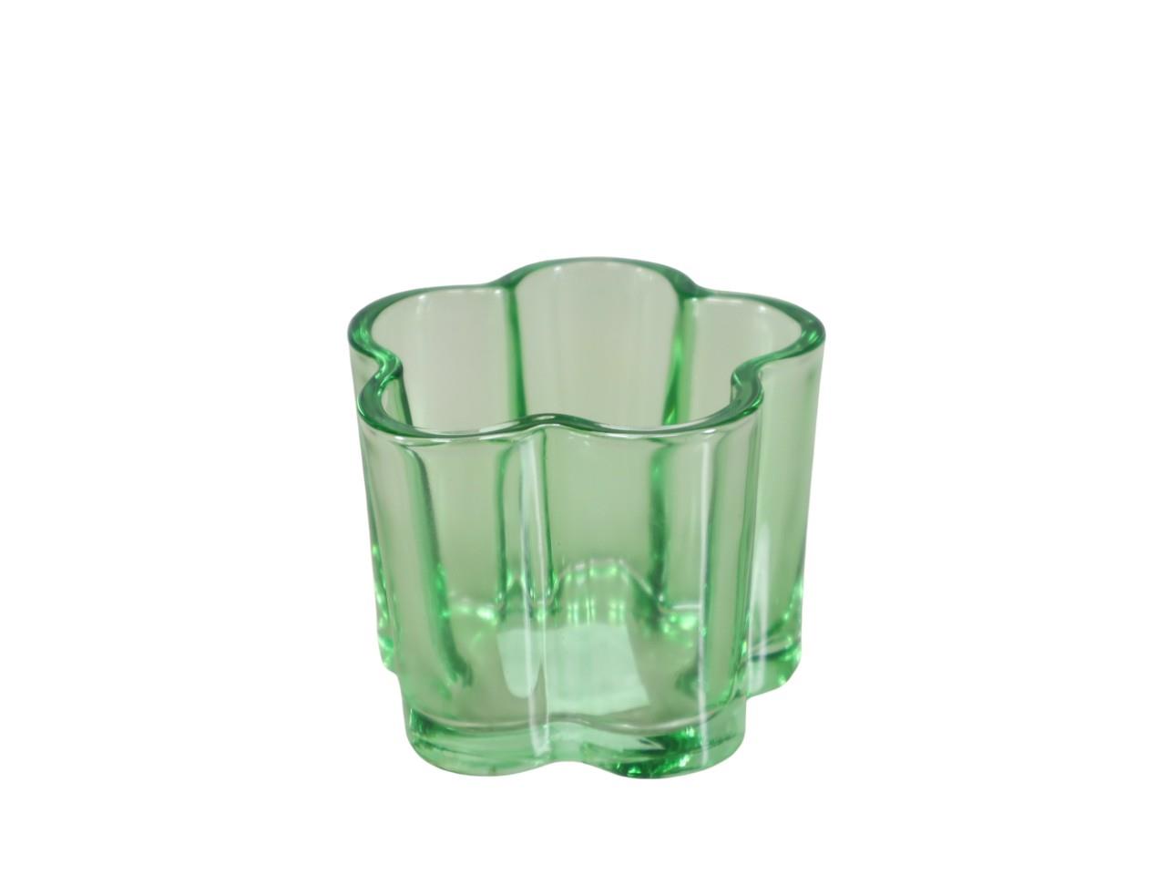Glasvase Blumenform grün D7,5xH6cm