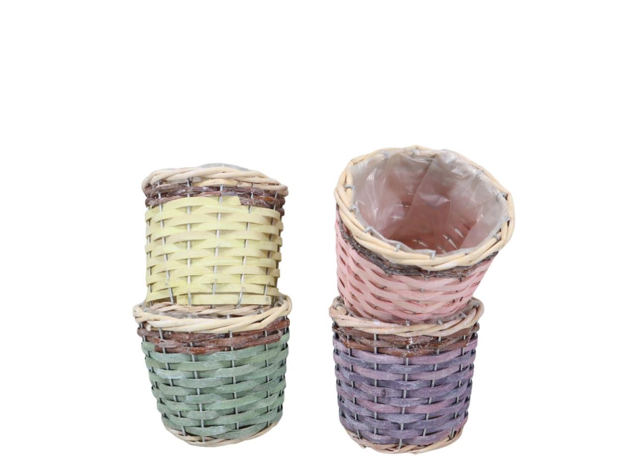 Pflanzkorb rund farbmix Weide/Bambussplitt D11cm