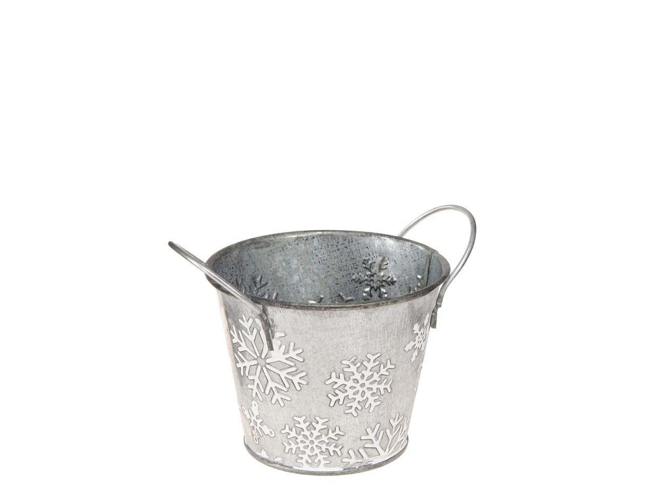 Übertopf Schneeflocke Zink silber-weiß D10cm