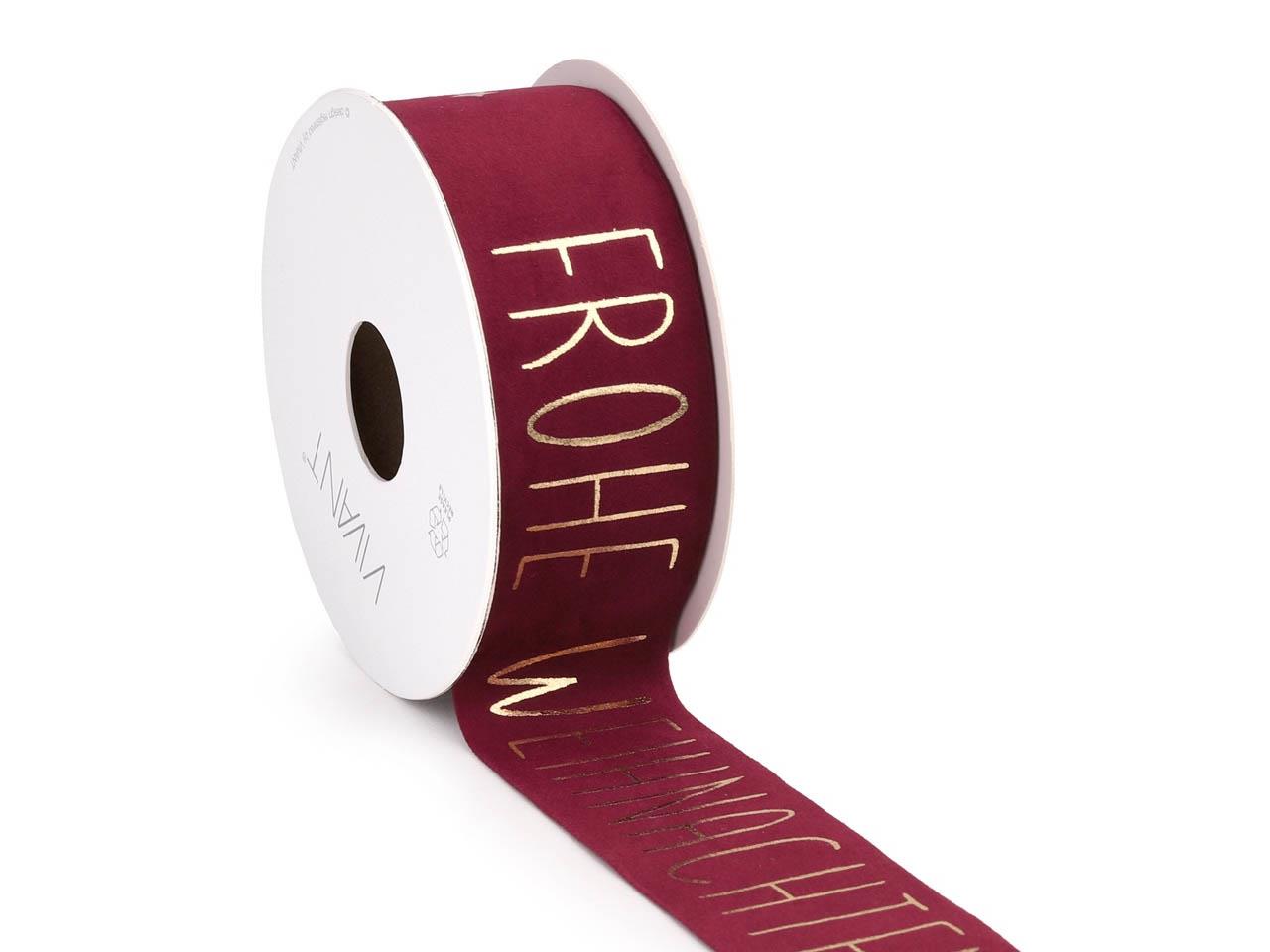 Band Vellu Weihnachten 40 mm 5 Meter Farbe 28 dunkelrot