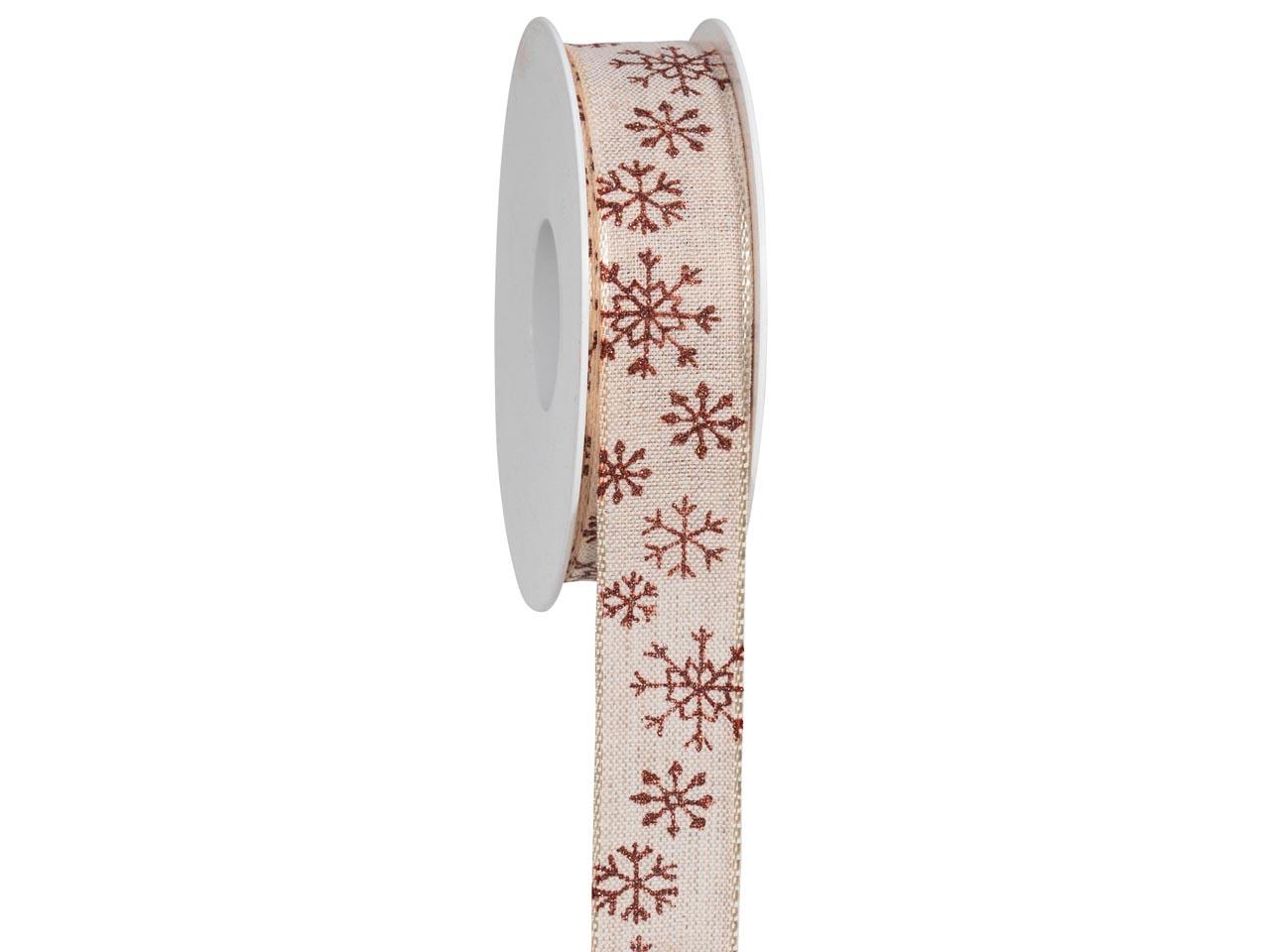 Band Schneeflöckchen 25 mm 18 Meter kupfer 74