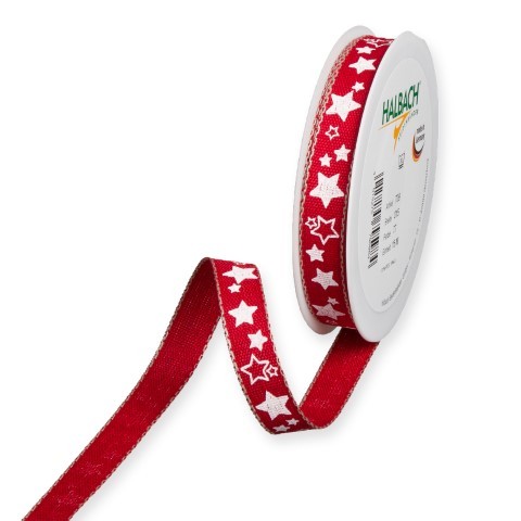 Druckband Sterne 15 mm 15 Meter res/white 77