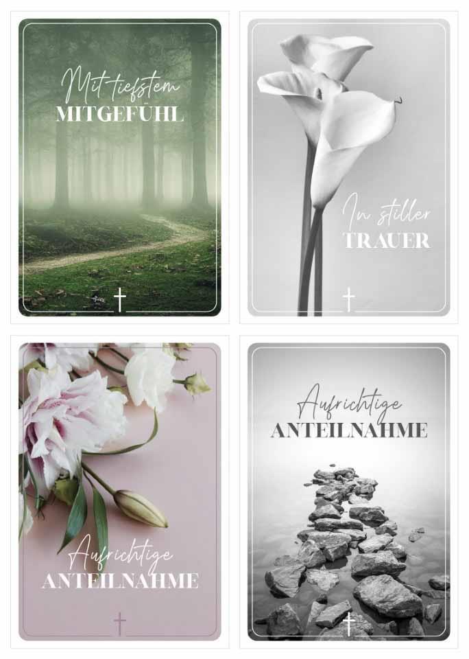 Umschlagkarten 11,5x17 cm Trauer 4x10 Stück