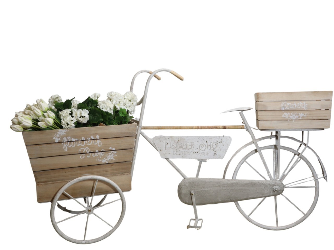 Fahrrad Metall/Holz 54x178cm weiß/natur NETTO
