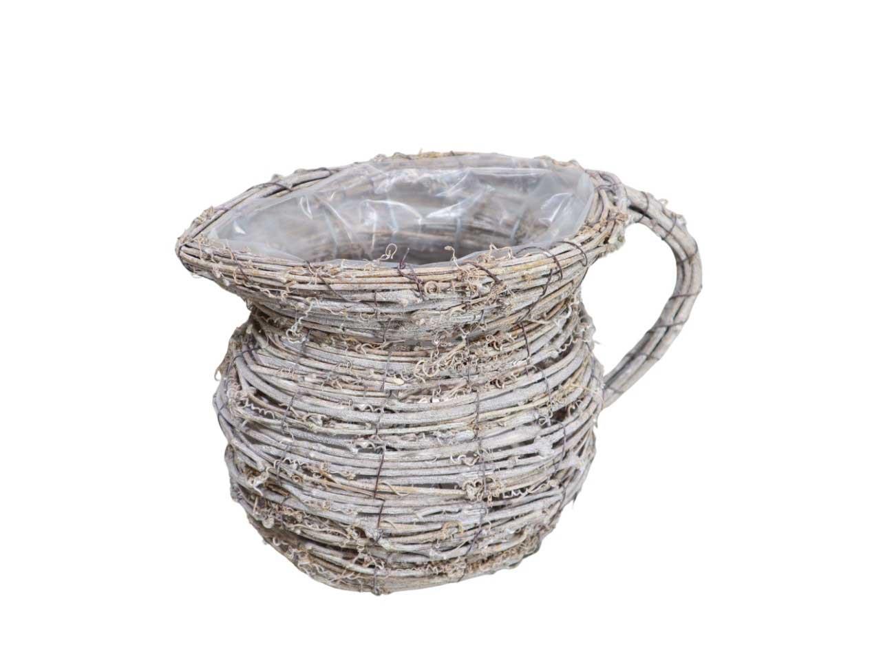 Pflanzkorb Krug Rattan 23x18cm white-washed