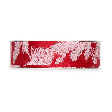 Druckband Zweige/Zapfen 25 mm 18 Meter red 77