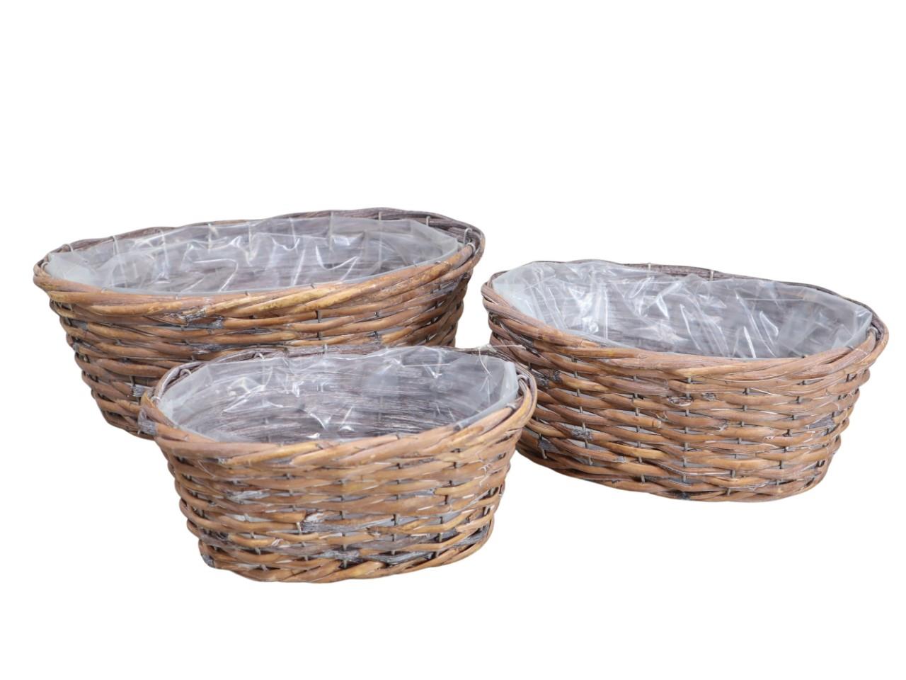 Pflanzkasten Rattan Set/3 34x24-23x15cm natur gekalkt
