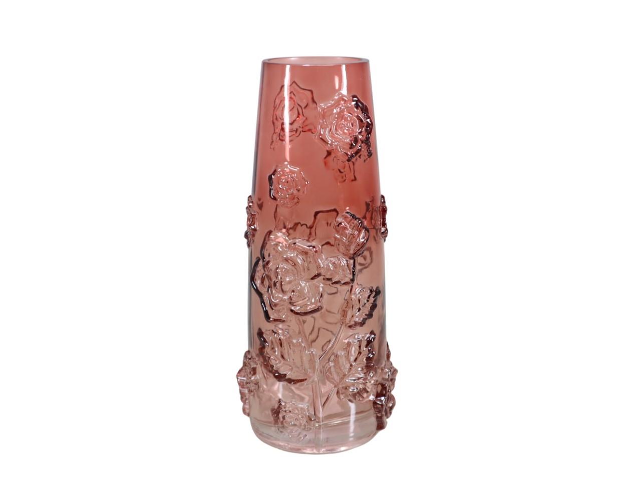Vase Motiv Rose Glas rose D11,5cm H27cm