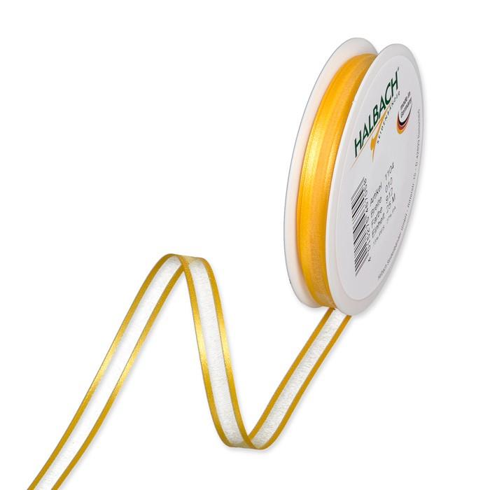 Dekoband Organza/Satin 10 mm 25 Meter gelb 912